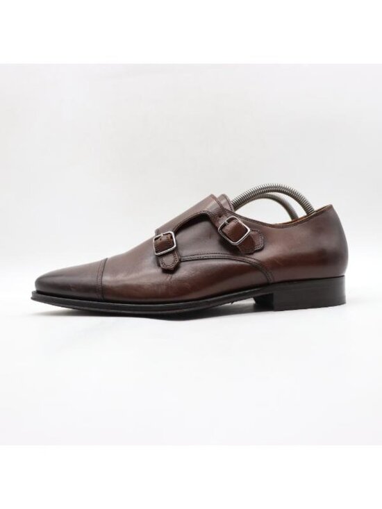 Suitsupply Double Monk Strap Shoes Men\'s Size 8.5 Dark Brown Leather Italy main image 9